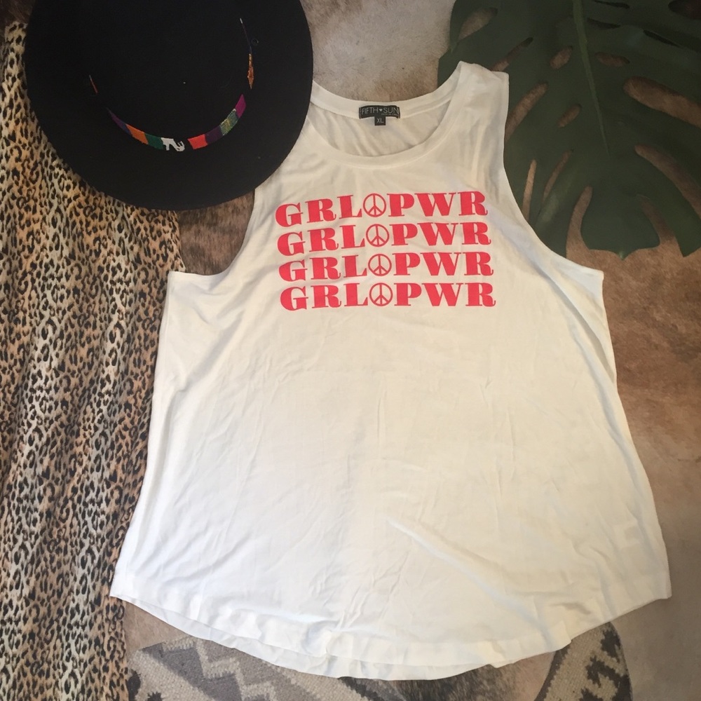 NWOT Girl Power Flowy Peace sign tank top ✌